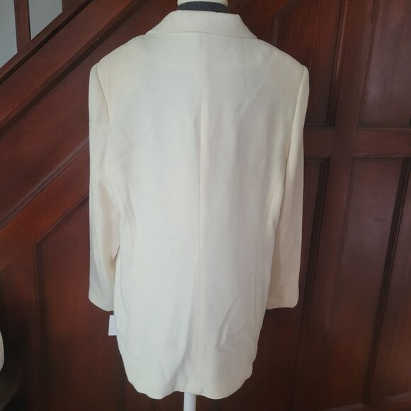 Sag Harbor Womens Ivory Blazer Jacket Size 16 Wool Blend Single Button - Picture 2 of 4